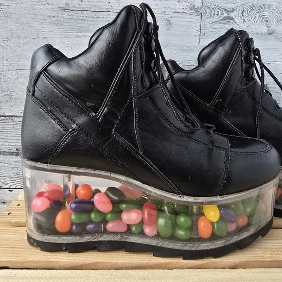 YRU Qloud 2091 High Platform Boots Black Clear Size 7 - Picture 2 of 12